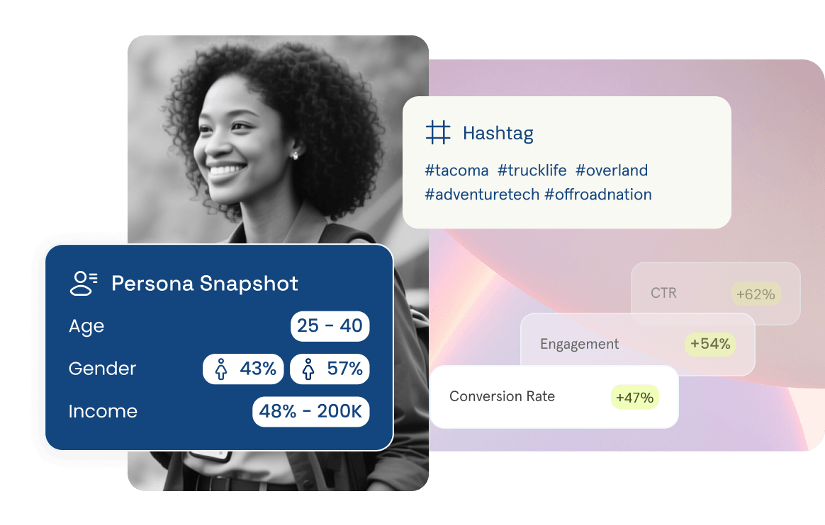 Audience insights showing demographics and characteristics for influencer campaign planning