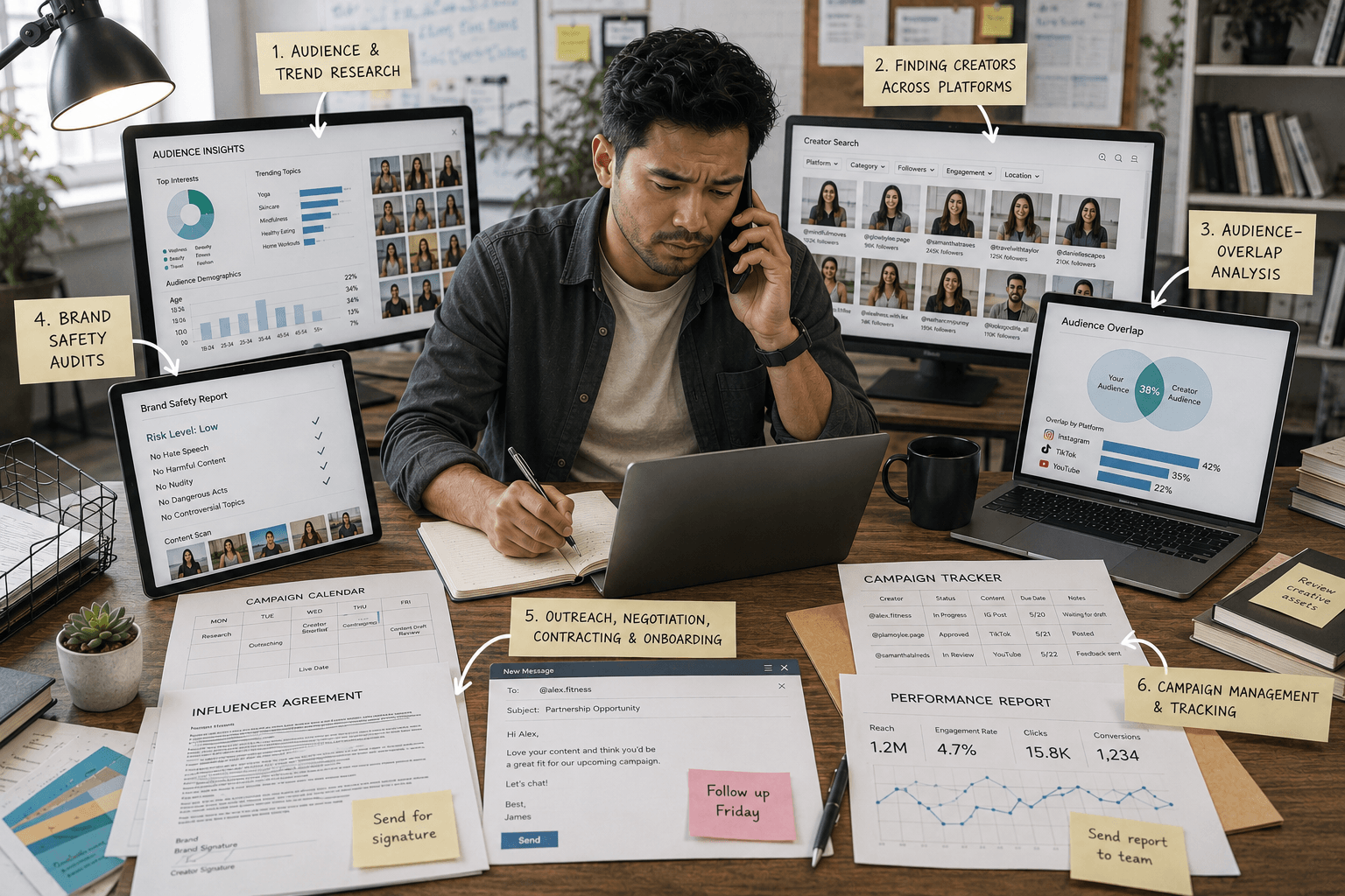 Marketer dealing with the six hidden costs of influencer marketing.