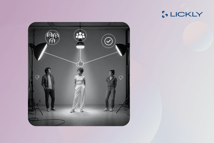 Two influencers picked by Generic AI standing off to the side. The Lickly surfaced influencer stands in the middle.